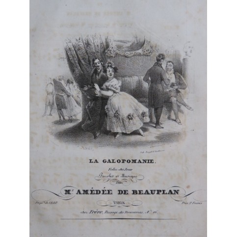 DE BEAUPLAN Amédée La Galopomanie Chant Guitare ca1830