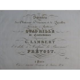 LAMBERT G. Quadrilles de Contredanses Piano ca1820