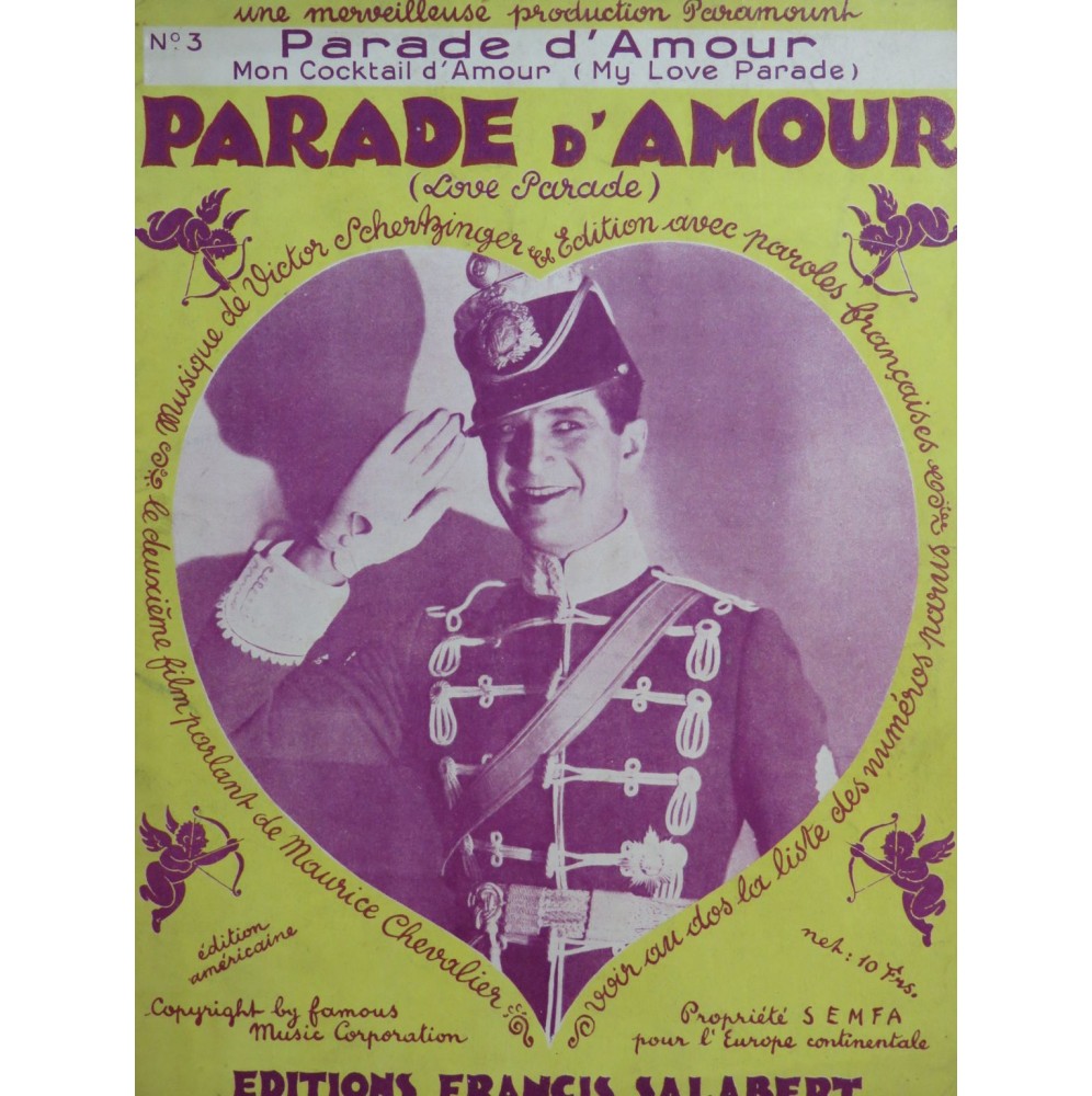 SCHERTZINGER Victor Parade d'Amour Chant Piano 1930