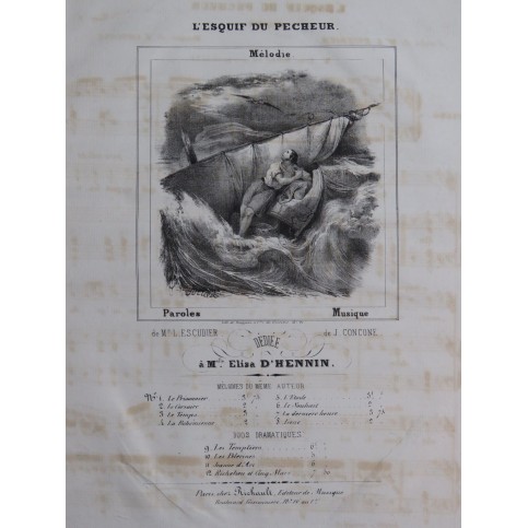 CONCONE Joseph L'Esquif du Pêcheur Chant Piano ca1840