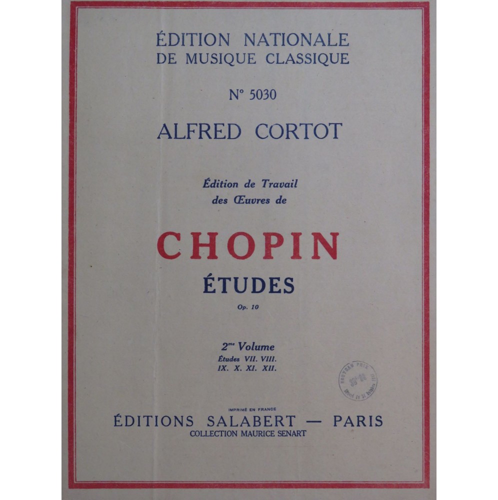 CHOPIN Frédéric Études op 25 2e Volume Alfred Cortot Piano 1944