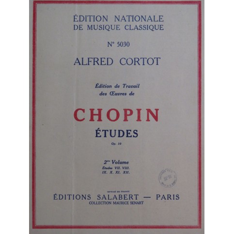 CHOPIN Frédéric Études op 25 2e Volume Alfred Cortot Piano 1944