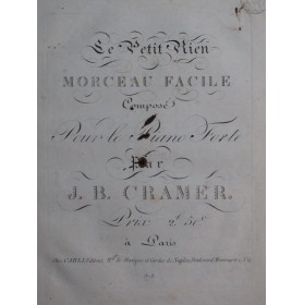 CRAMER J. B. Le Petit Rien Piano ca1820