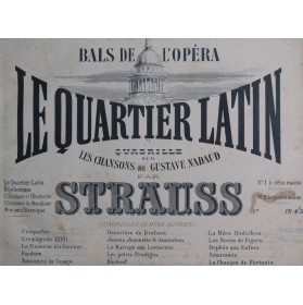 STRAUSS Le Quartier Latin Quadrille Piano ca1868