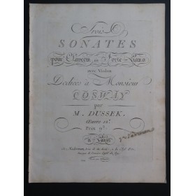 DUSSEK J. L. Trois Sonates op 12 Clavecin ou Piano ca1800