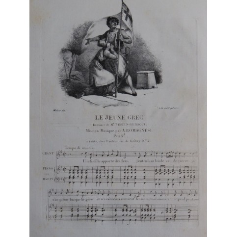 ROMAGNESI Antoine Le Jeune Grec Chant Piano ca1830