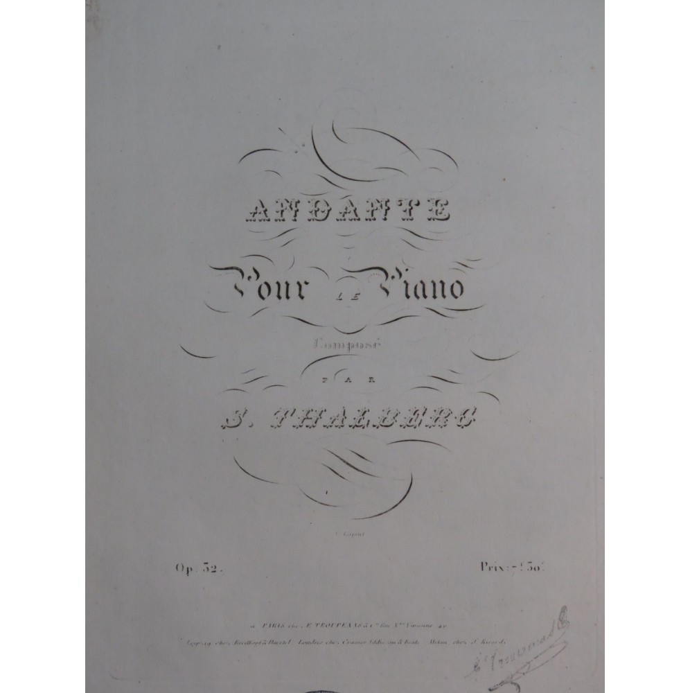 THALBERG S. Andante op 32 Piano ca1838