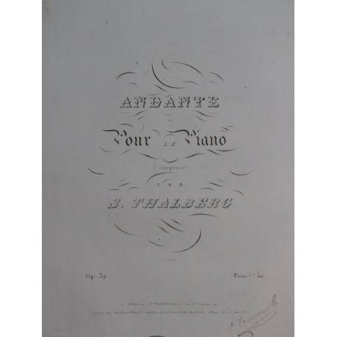 THALBERG S. Andante op 32 Piano ca1838