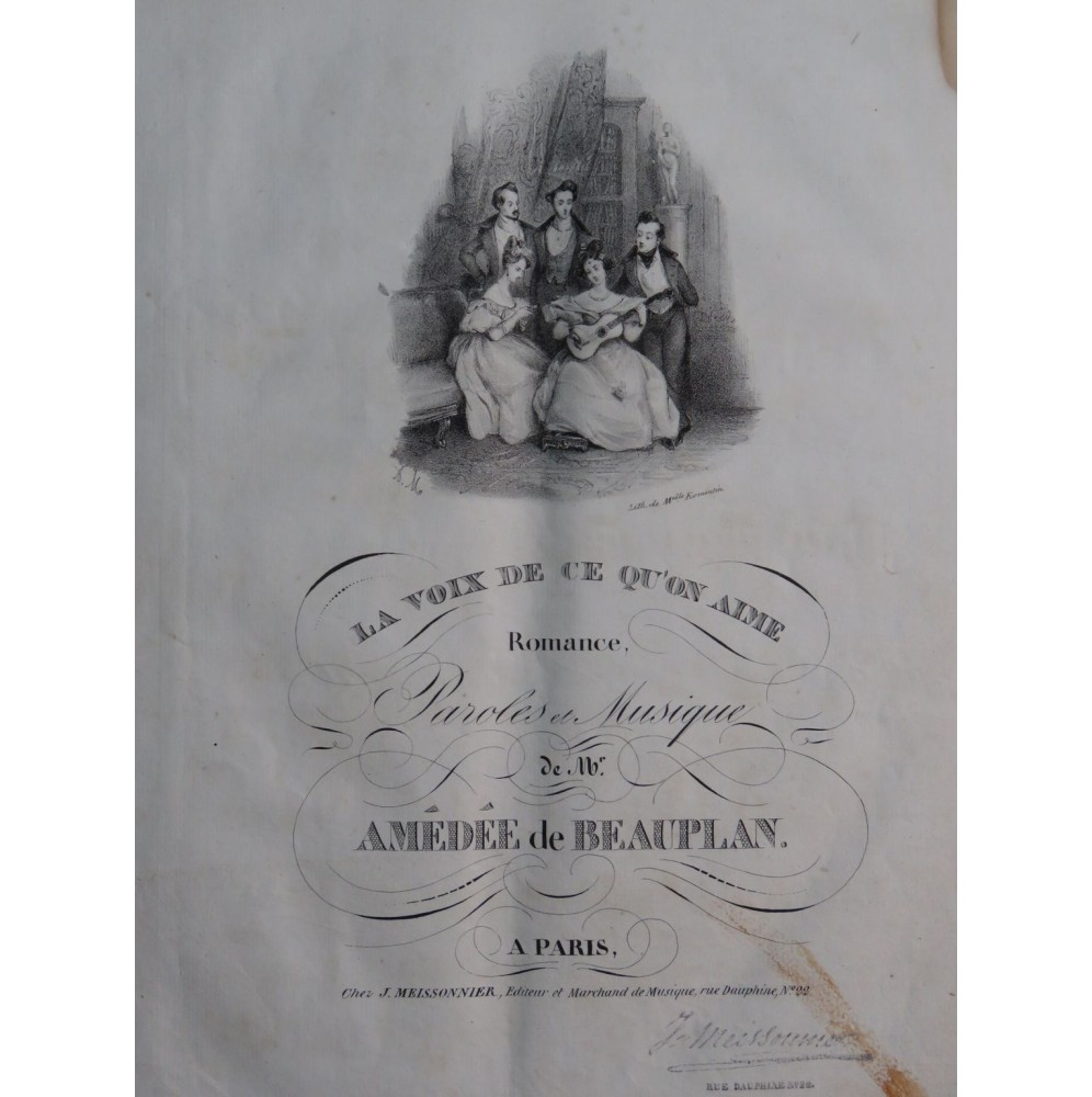 DE BEAUPLAN Amédée La voix de ce qu'on aime Chant Piano ca1830