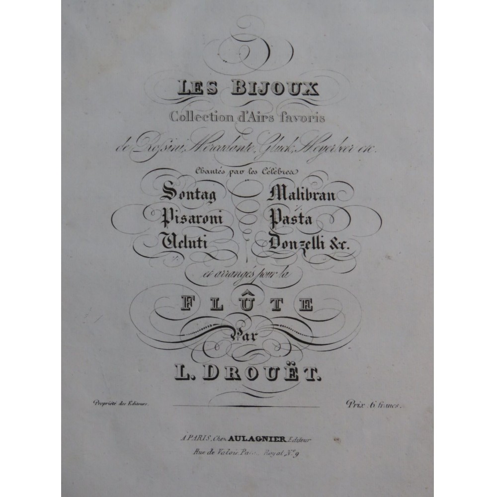 DROUËT Louis Les Bijoux Airs favoris Flûte ca1840