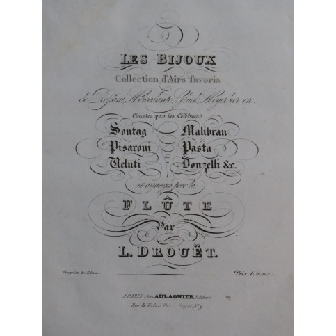 DROUËT Louis Les Bijoux Airs favoris Flûte ca1840