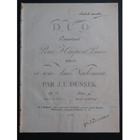 DUSSEK J. L. Duo Concertant op 73 Harpe ca1815