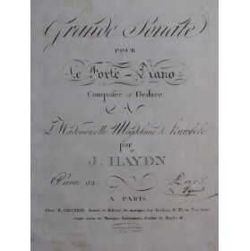 HAYDN Joseph Grande Sonate op 92 Piano ca1800