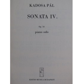 KADOSA Pál Sonata No 4 op 54 Piano 1960