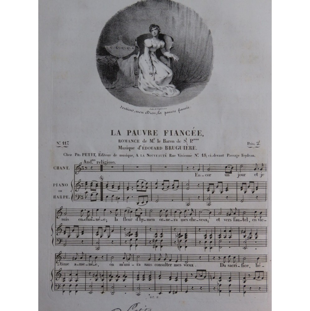 BRUGUIÈRE Edouard La Pauvre Fiancée Chant Piano ou Harpe ca1830