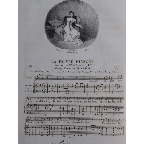 BRUGUIÈRE Edouard La Pauvre Fiancée Chant Piano ou Harpe ca1830