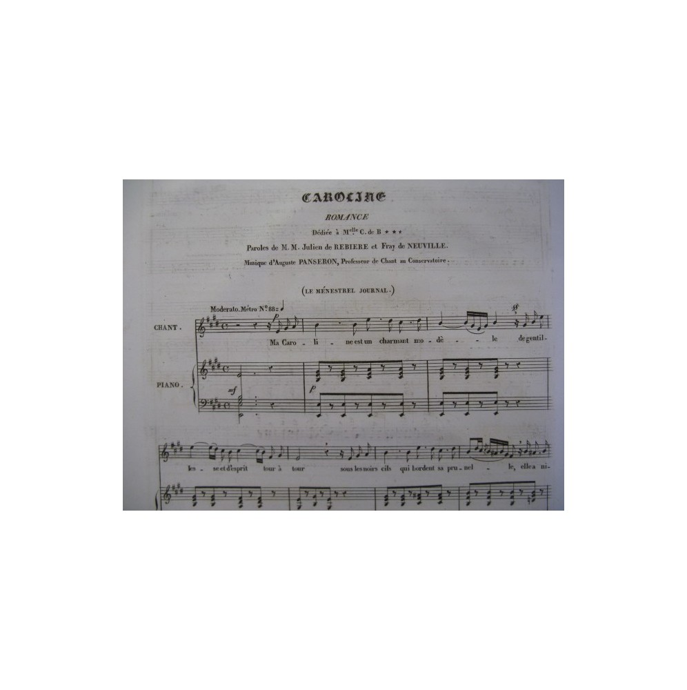 PANSERON Auguste Caroline Piano Chant 1833