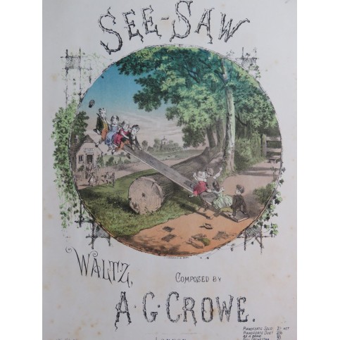 CROWE A. Gwyllym See-Saw Waltz Piano ca1885