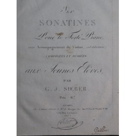 SIEBER G. J. Six Sonatines Piano Violon ca1820