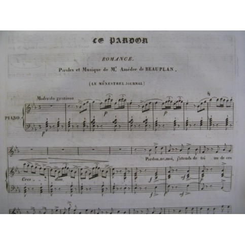 DE BEAUPLAN Amédée Le Pardon Piano Chant 1934