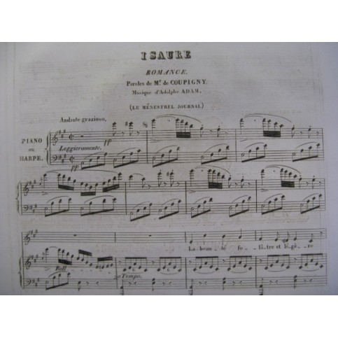 ADAM Adolphe Isaure Piano Chant 1834