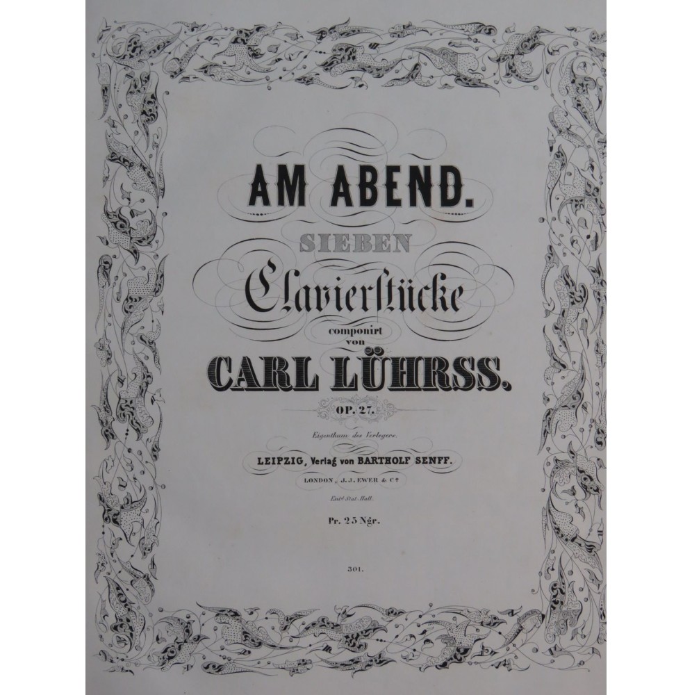 LÜHRSS Carl Pièces pour Piano ca1865