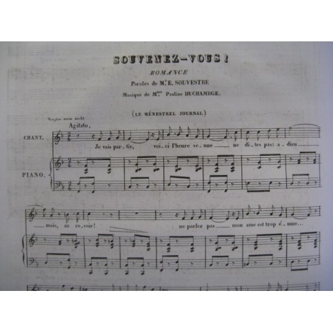 DUCHAMBGE Pauline Souvenez-vous Piano Chant 1834