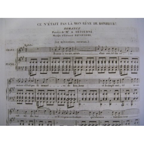 BRUGUIERE Edouard Rêve de Bonheur Piano Chant 1834