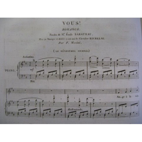 MASINI F. Vous ! Romance Piano Chant ca1836