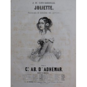 D'ADHÉMAR Ab. Joliette Chant Piano ca1840