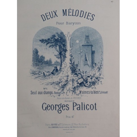 PALICOT Georges Deux Mélodies Chant Piano XIXe siècle