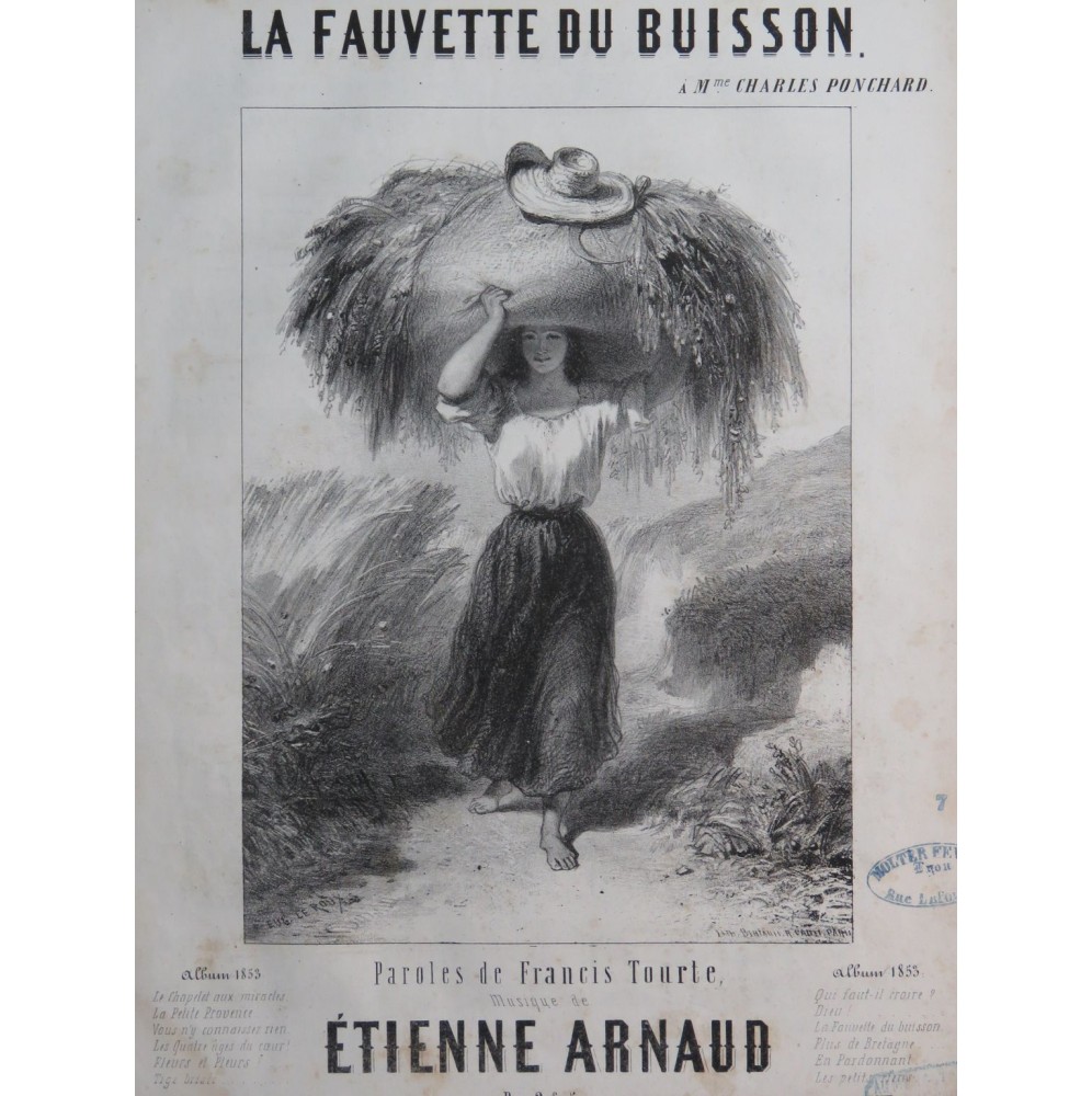 ARNAUD Étienne La Fauvette du Buisson Chant Piano 1853