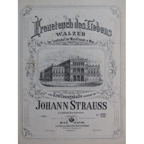 STRAUSS Johann Freuet Euch Des Lebens op 340 Piano 1870