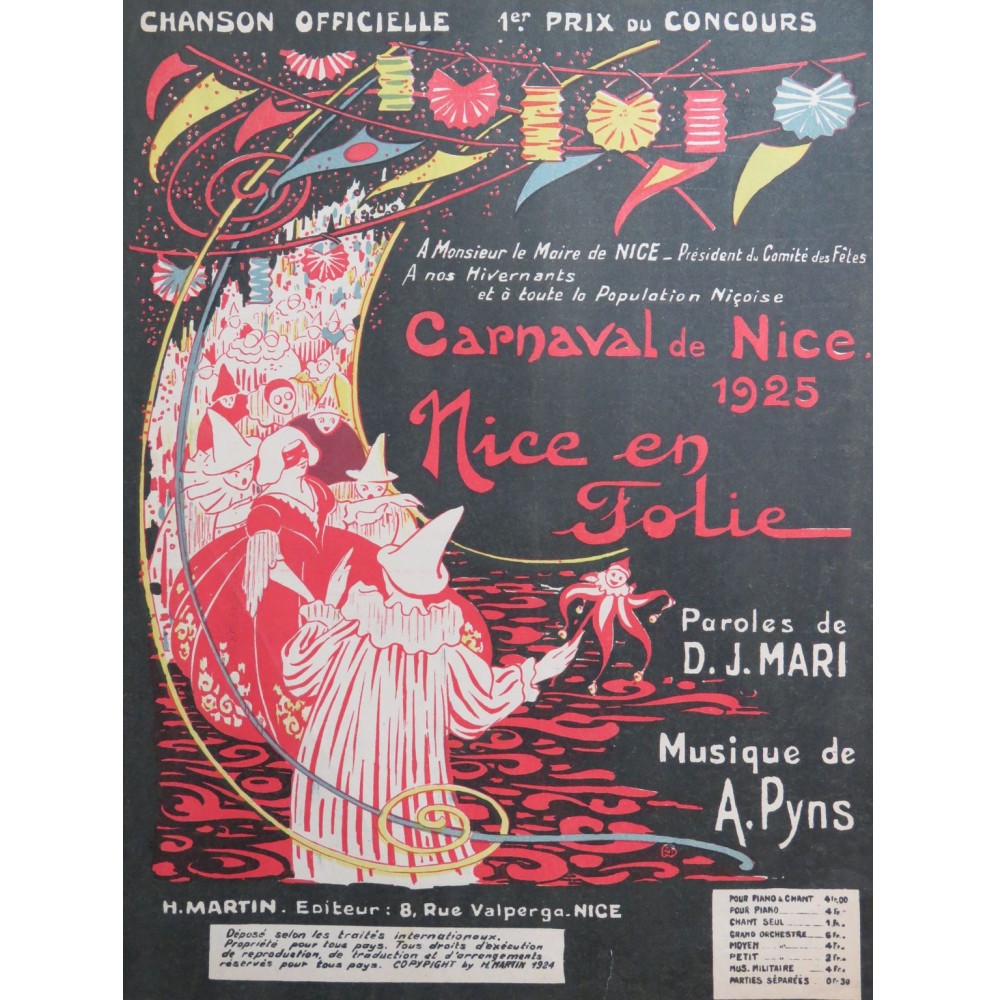 PYNS A. Nice en Folie Carnaval Chant Piano 1925