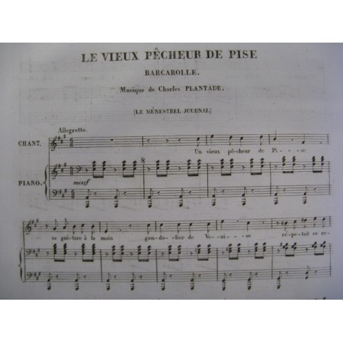 PLANTADE Charles Le Vieux Pêcheur Piano Chant 1834