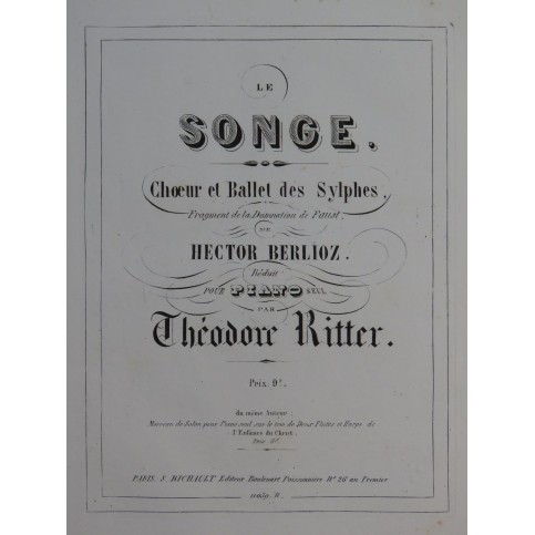 BERLIOZ Hector Le Songe Choeur et Ballet des Sylphes Piano ca1855