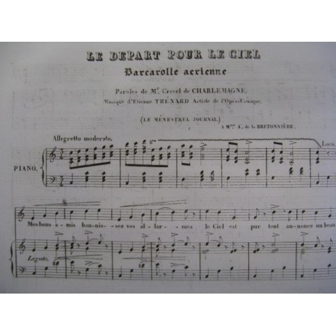 THÉNARD Etienne Le Départ pour le Ciel Piano Chant 1834