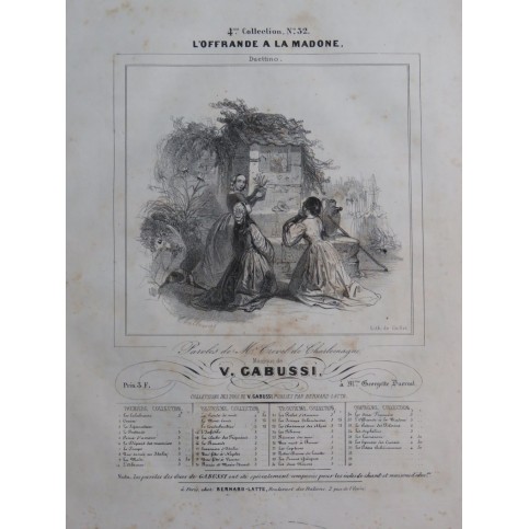 GABUSSI Vincenzo L'Offrande à la Madone Chant Piano ca1840