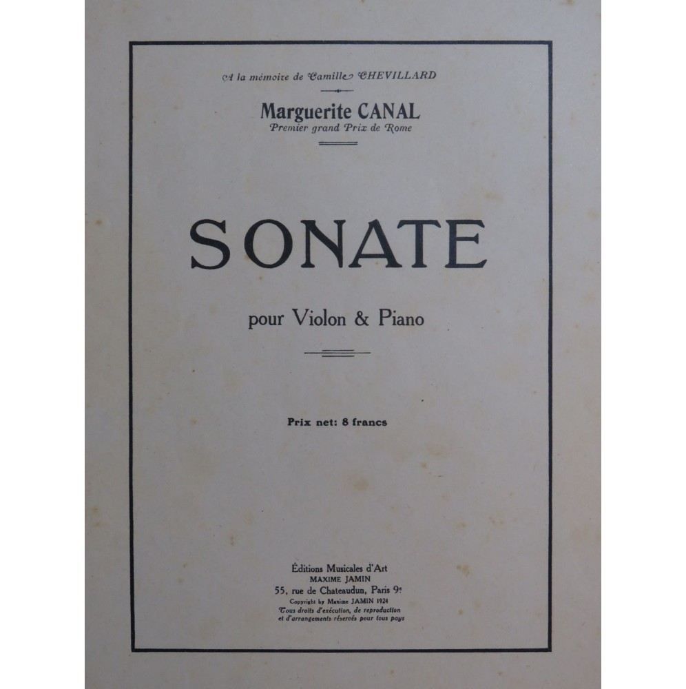 CANAL Marguerite Sonate Violon Piano 1925