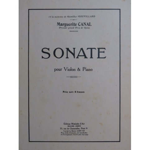 CANAL Marguerite Sonate Violon Piano 1925