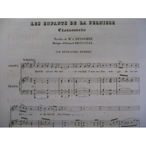 BRUGUIÈRE Edouard Les Enfants Piano Chant 1834