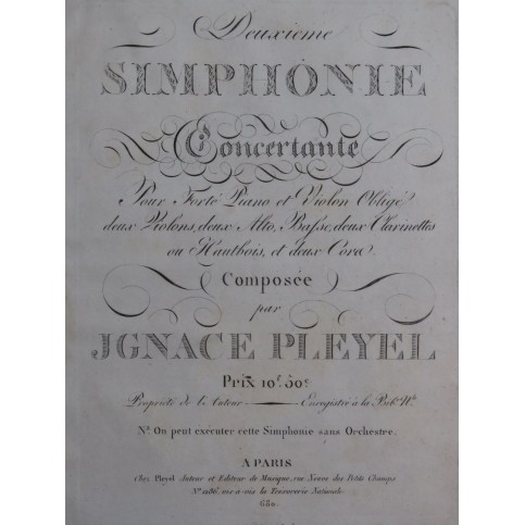 PLEYEL Ignace Symphonie F Major B. 115 Piano 1802