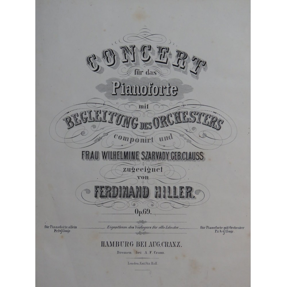 HILLER Ferdinand Concert op 69 Piano 1861