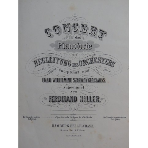 HILLER Ferdinand Concert op 69 Piano 1861