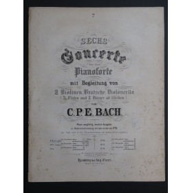 BACH C. P. E. Concerto C moll Piano Violon Alto Violoncelle XIXe