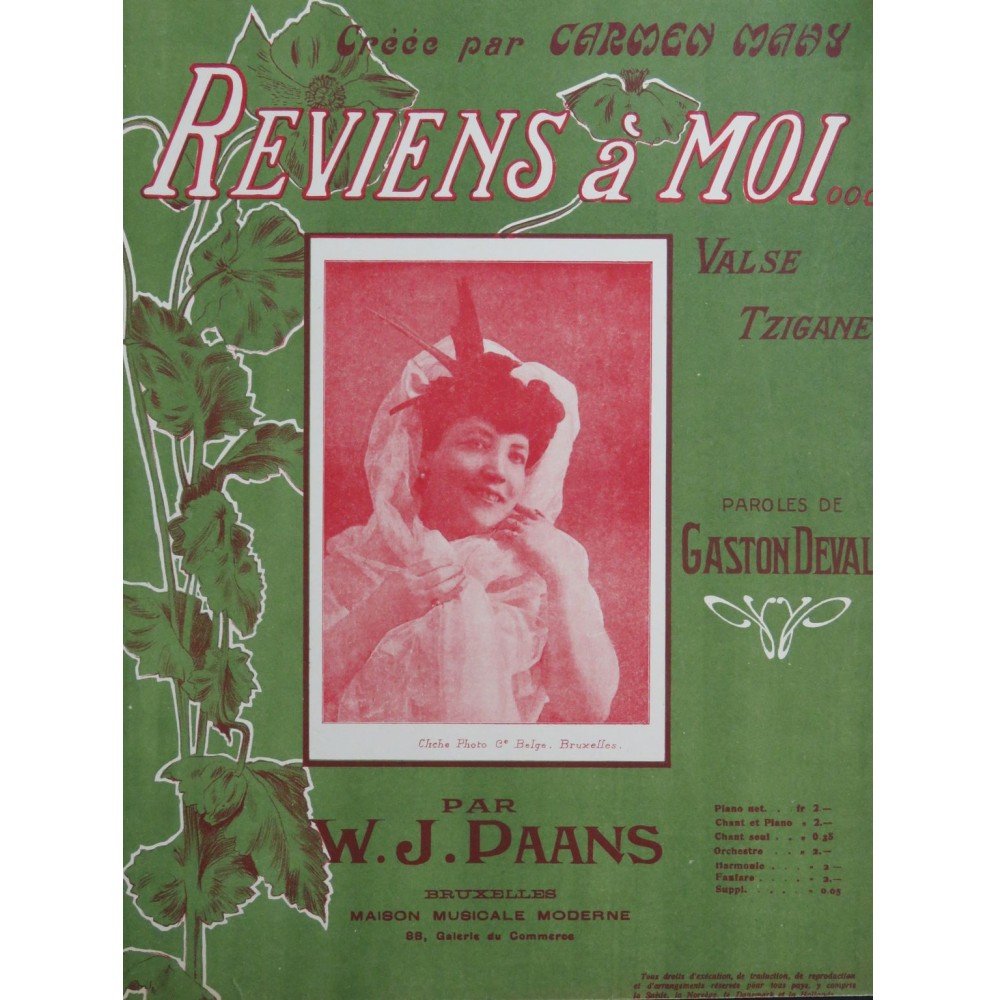 PAANS W. J. Reviens A Moi Piano 1910