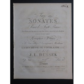 DUSSEK J. L. Trois Sonates op 69 Violon ca1810