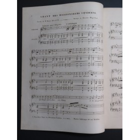 MEYERBEER G. Chant des Moissonneurs Vendéens Chant Piano ca1840