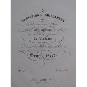 HERZ Henri Variations Brillantes sur la Violette op 48 Piano ca1830