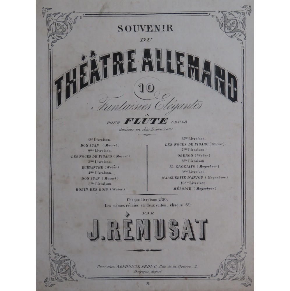 RÉMUSAT Jean Fantaisie sur Don Juan Flûte seule ca1860